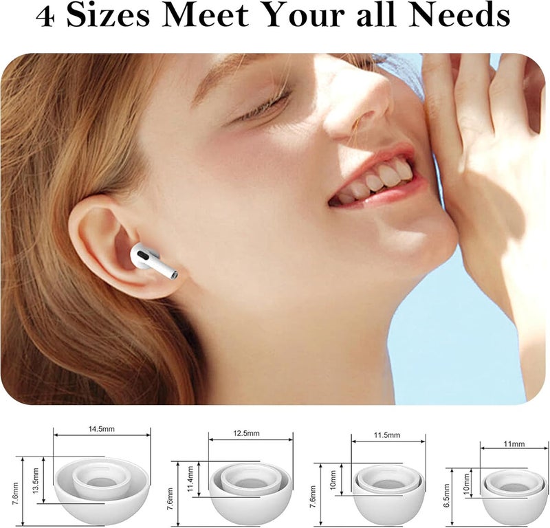 Vsagier 4 Pairs Replacement Ear Tips for AirPods Pro and AirPods Pro 2 with Noise Reduction Hole, Non-Slip Soft Silicone Ear Tips for AirPods Pro and Fit in The Charging Case(XS/S/M/L) - Image 2